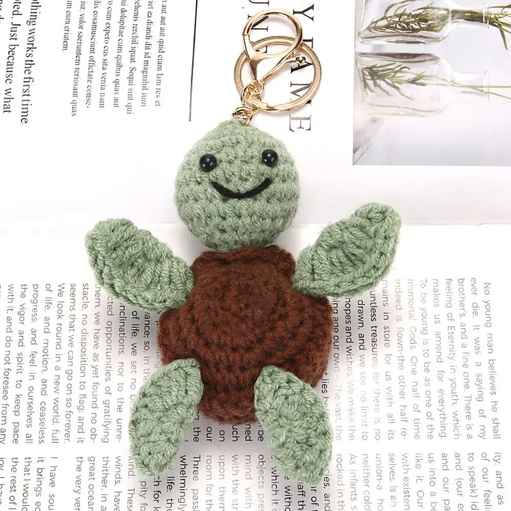 Cute Marine Life Charm Bag Pendant Kawaii Cartoon Mini Hand Knitted Keyring Handbag Pendant Couple Keychain DIY Bag Accessories