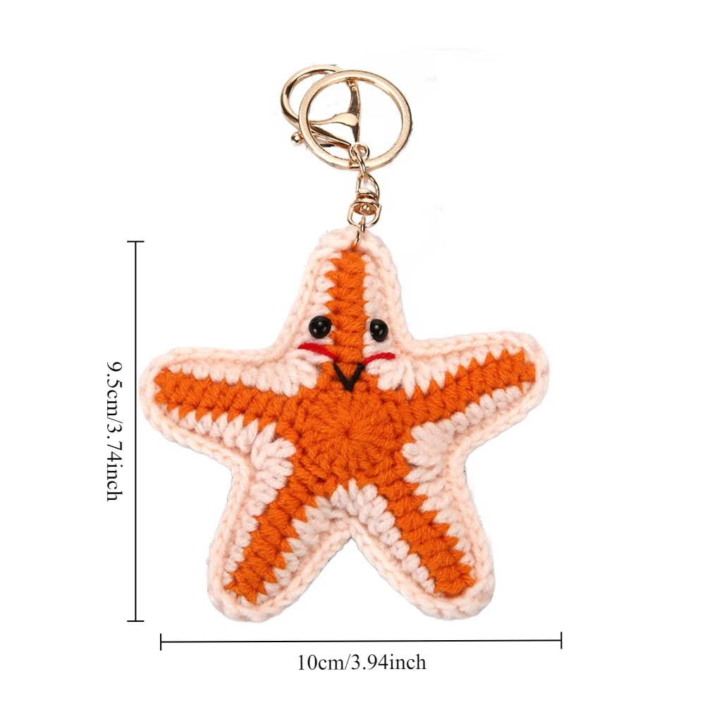 Cute Marine Life Charm Bag Pendant Kawaii Cartoon Mini Hand Knitted Keyring Handbag Pendant Couple Keychain DIY Bag Accessories