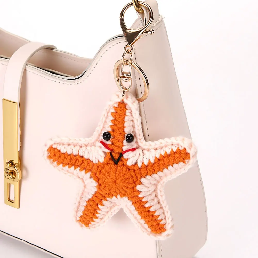 Cute Marine Life Charm Bag Pendant Kawaii Cartoon Mini Hand Knitted Keyring Handbag Pendant Couple Keychain DIY Bag Accessories