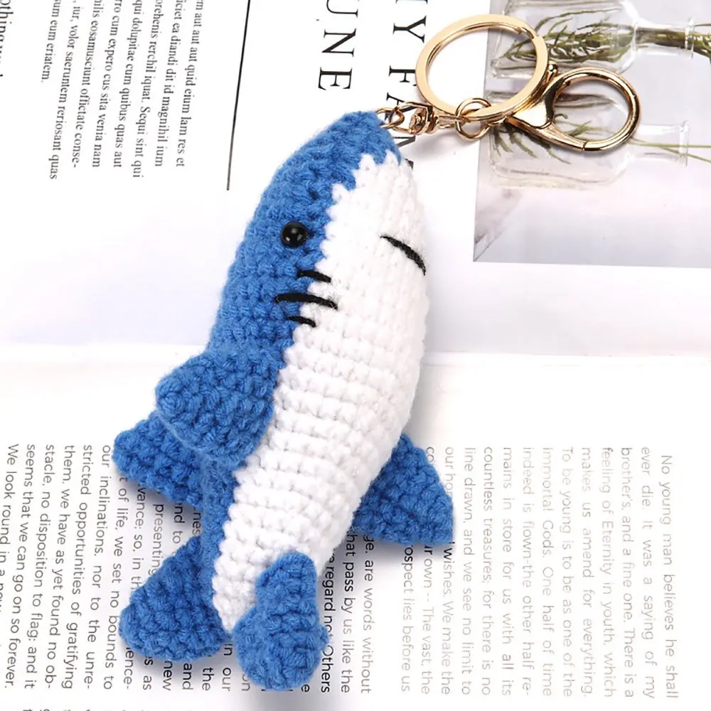 Cute Marine Life Charm Bag Pendant Kawaii Cartoon Mini Hand Knitted Keyring Handbag Pendant Couple Keychain DIY Bag Accessories