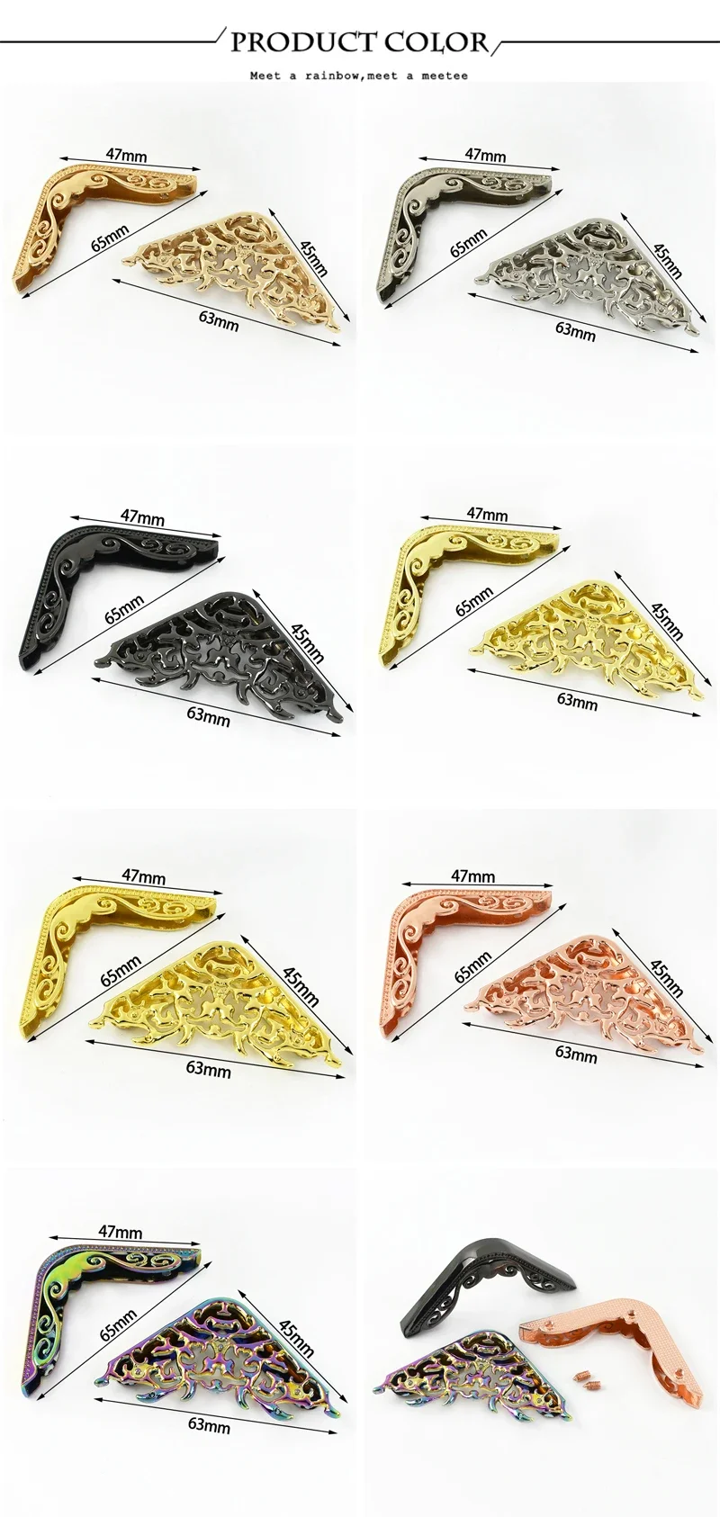 2/4/10Pcs Metal Corner Protector Clip Buckle for Handbags Book Edge End Lock Buckles Decoration Cover Corners Clasp Accessories