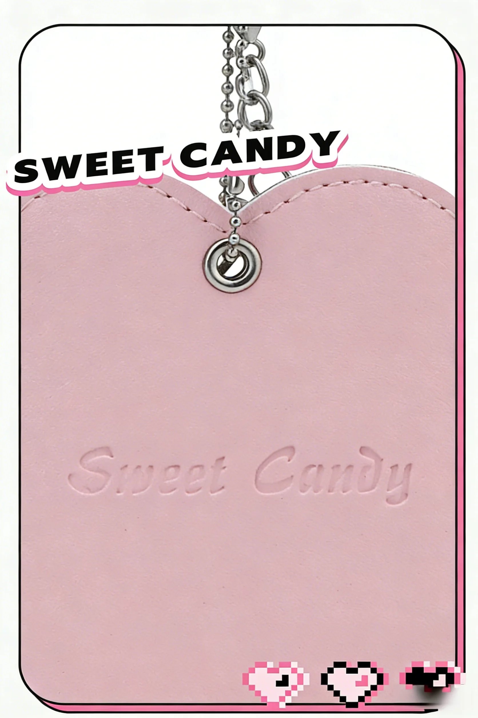 ITA Bag Decoration 58mm Cat Paw Badge Bag with Leather Heart-Shaped Display Case, Waterproof with Clear Window