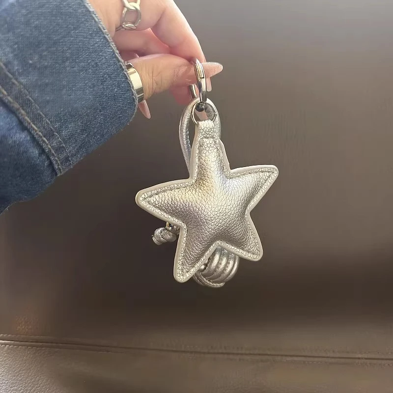 Colorful Five-pointed Star Woven Rope Leather Pendant New Star Woven Ball Bag Pendant Keychain Creative Small Accessories