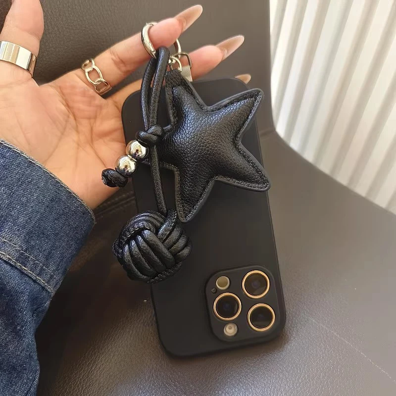 Colorful Five-pointed Star Woven Rope Leather Pendant New Star Woven Ball Bag Pendant Keychain Creative Small Accessories