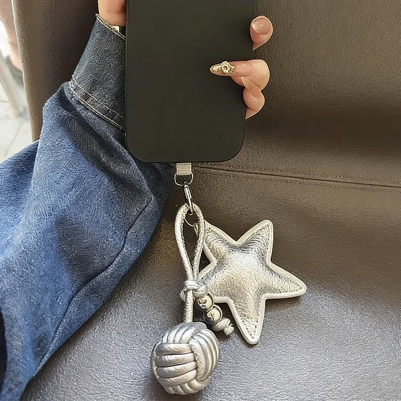 Colorful Five-pointed Star Woven Rope Leather Pendant New Star Woven Ball Bag Pendant Keychain Creative Small Accessories