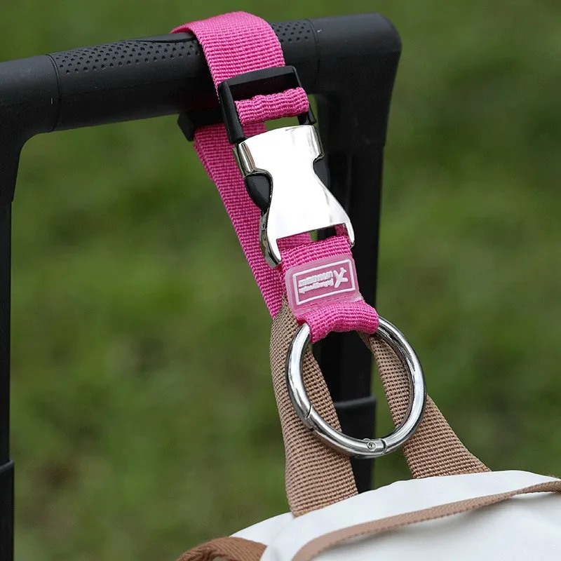 Holiday Travel Portable Nylon Suitcase Hanging Bag with Zinc Alloy Hiking Buckle Strap with External Hook Strap Jacket Holder
