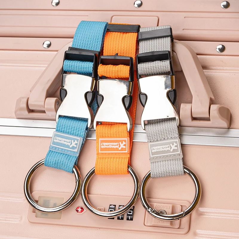 Holiday Travel Portable Nylon Suitcase Hanging Bag with Zinc Alloy Hiking Buckle Strap with External Hook Strap Jacket Holder