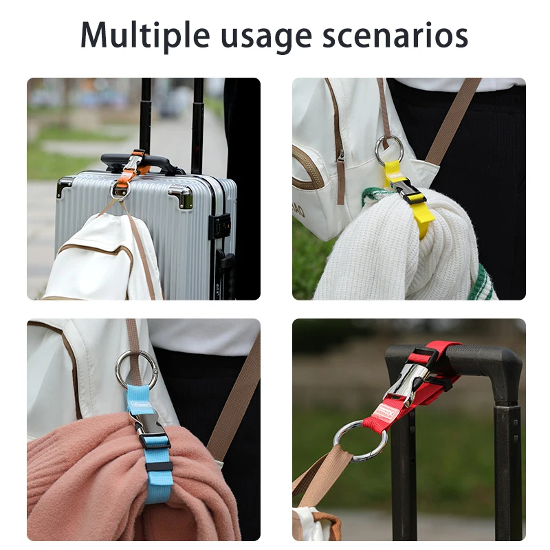 Holiday Travel Portable Nylon Suitcase Hanging Bag with Zinc Alloy Hiking Buckle Strap with External Hook Strap Jacket Holder