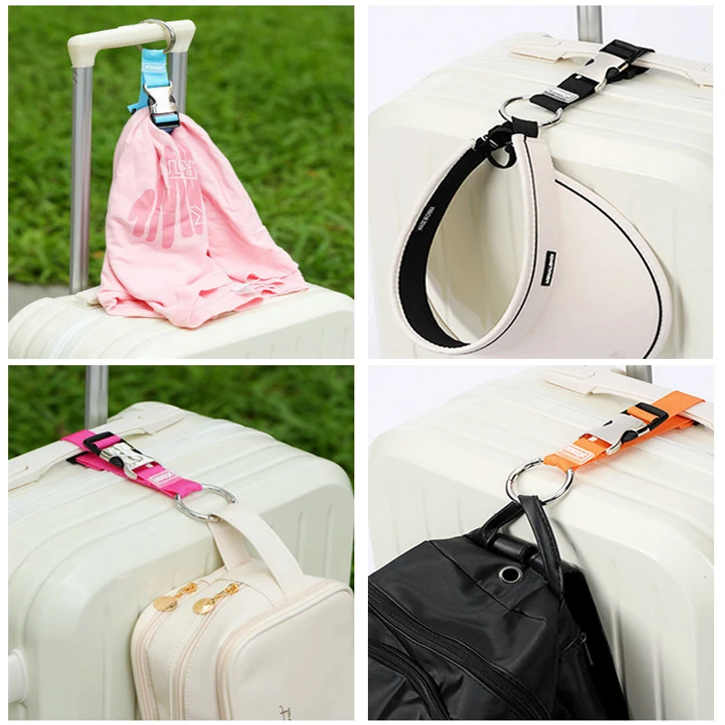 Holiday Travel Portable Nylon Suitcase Hanging Bag with Zinc Alloy Hiking Buckle Strap with External Hook Strap Jacket Holder