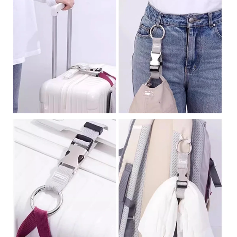 Holiday Travel Portable Nylon Suitcase Hanging Bag with Zinc Alloy Hiking Buckle Strap with External Hook Strap Jacket Holder