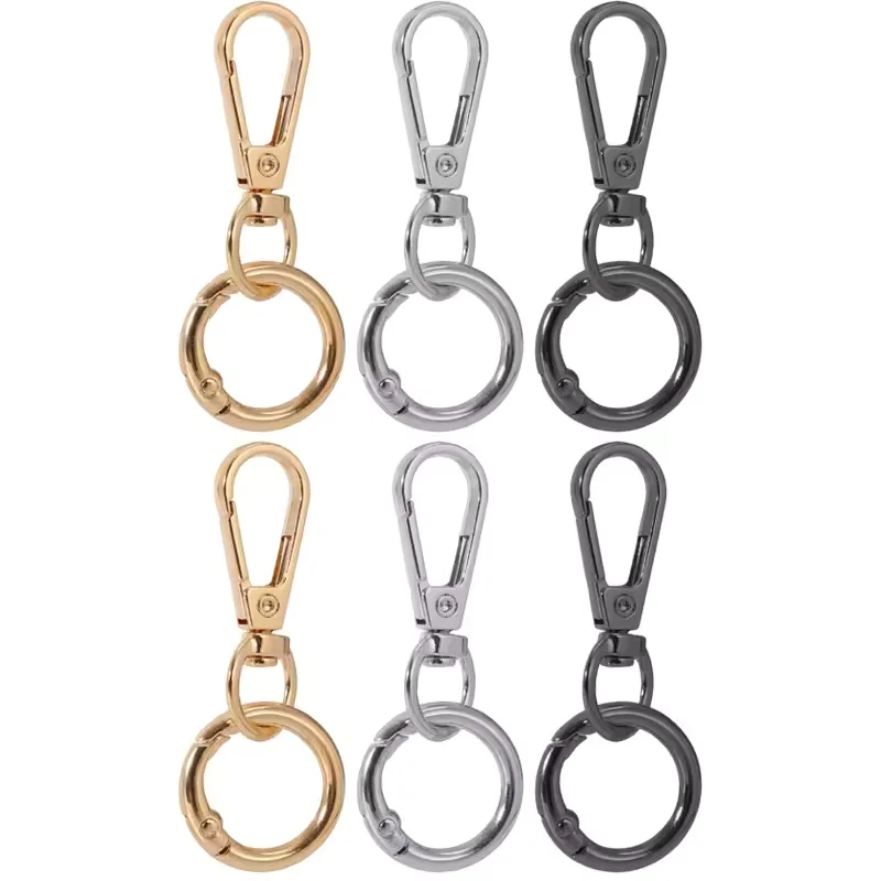 2 pcs Swivel Clasp Clip, Metal Swivel Snap Hooks, Double Opening Key Chain Clip with Key Ring for DIY Crafts Lanyard Making
