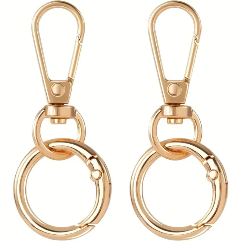 2 pcs Swivel Clasp Clip, Metal Swivel Snap Hooks, Double Opening Key Chain Clip with Key Ring for DIY Crafts Lanyard Making