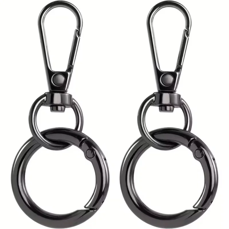 2 pcs Swivel Clasp Clip, Metal Swivel Snap Hooks, Double Opening Key Chain Clip with Key Ring for DIY Crafts Lanyard Making