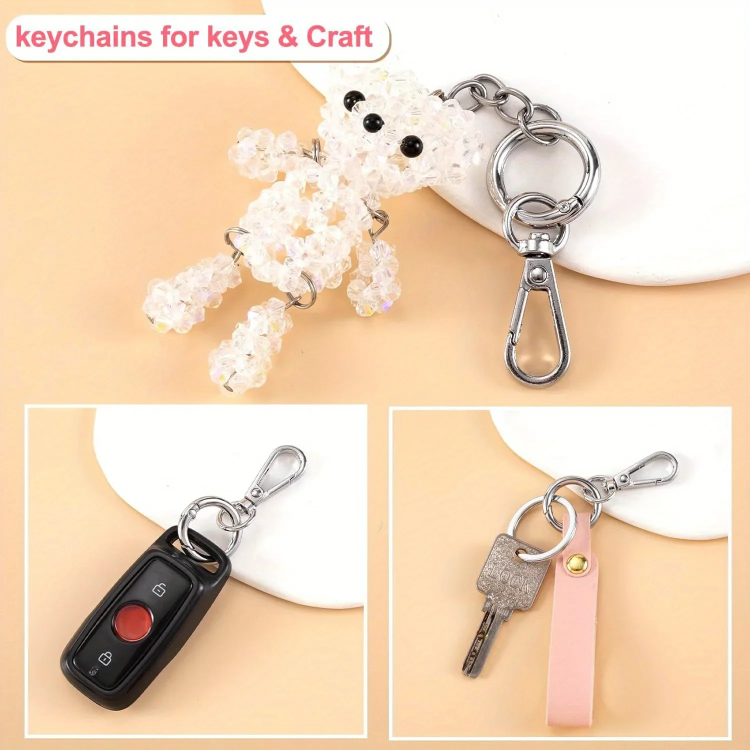 2 pcs Swivel Clasp Clip, Metal Swivel Snap Hooks, Double Opening Key Chain Clip with Key Ring for DIY Crafts Lanyard Making