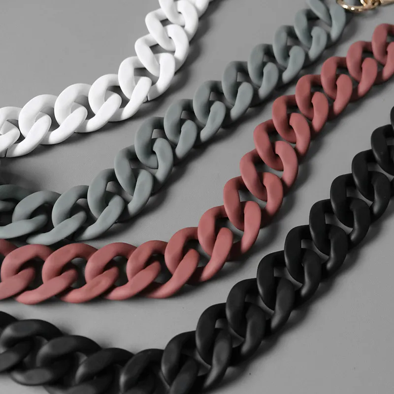 New Fashion Woman Handbag Accessory Chain Black White Green Resin Chain Luxury Frosted Strap Women Clutch Shoulder Purse Chain