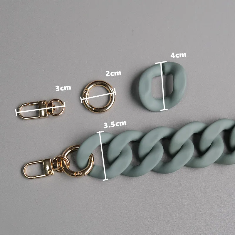 New Fashion Woman Handbag Accessory Chain Black White Green Resin Chain Luxury Frosted Strap Women Clutch Shoulder Purse Chain