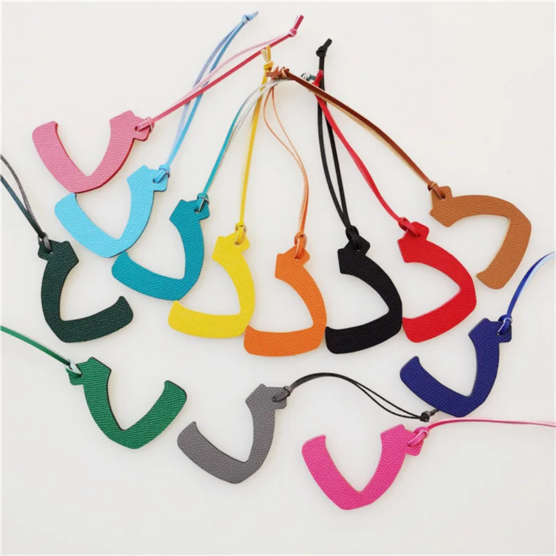 Wholesale Luxury Genuine Natural Leather Character Alphabet Arabic Letter H Keychain Backpack Pendant Ladies Women Bag Charm