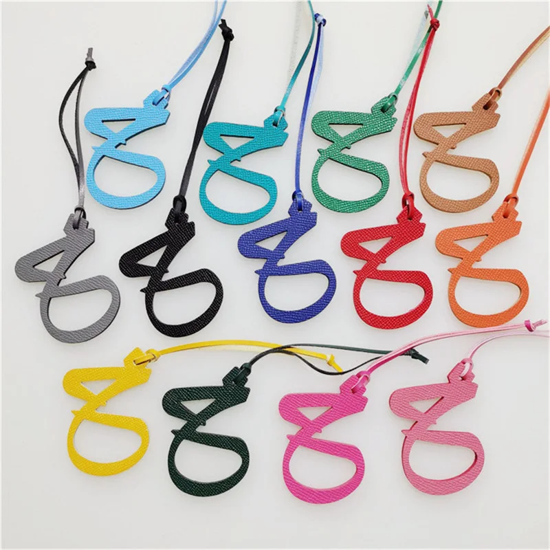Wholesale Luxury Genuine Natural Leather Character Alphabet Arabic Letter H Keychain Backpack Pendant Ladies Women Bag Charm