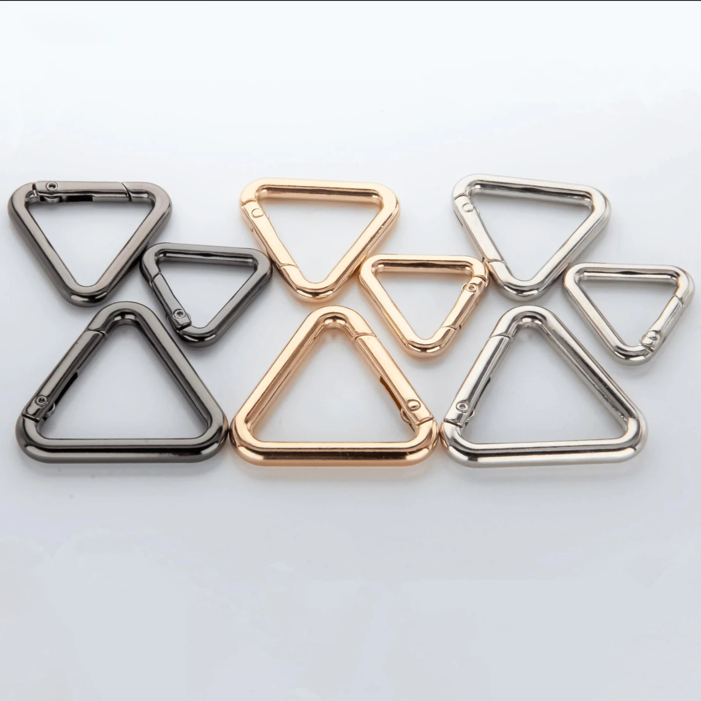 Metal Triangle Spring Gate O Ring Openable Leather Bag Handbag Belt Strap Buckle Connect Keyring Pendant Keychain Snap ClaspClip