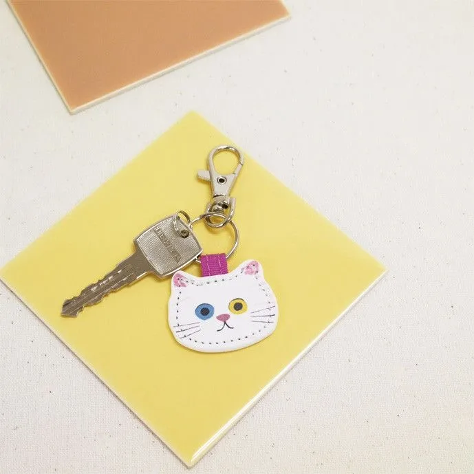 Cute Cartoon Creative Leather Cat Keychain Pendant, Fashionable Kawaii Cat Bag Keychain Backpack Decoration Accessory Gift