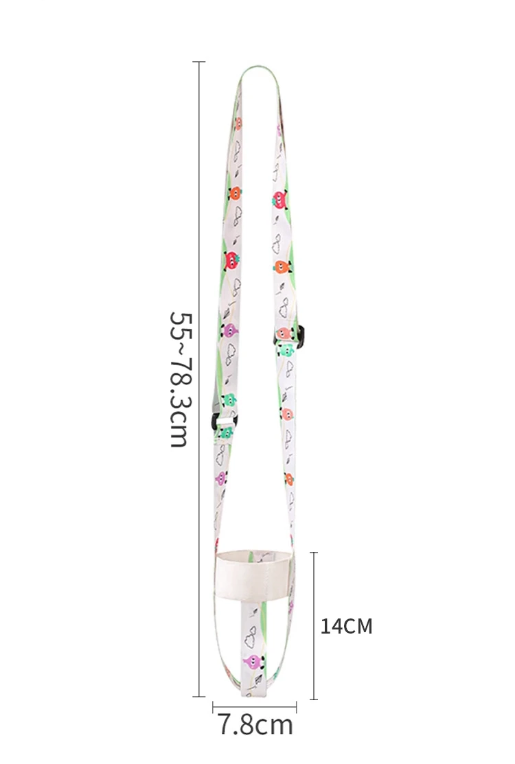 Cartoon-style Cute Water Bottle Shoulder Strap Crossbody Lanyard Mesh Pouch Portable Drink Bottle Carrier Insulated Cup Sleeve