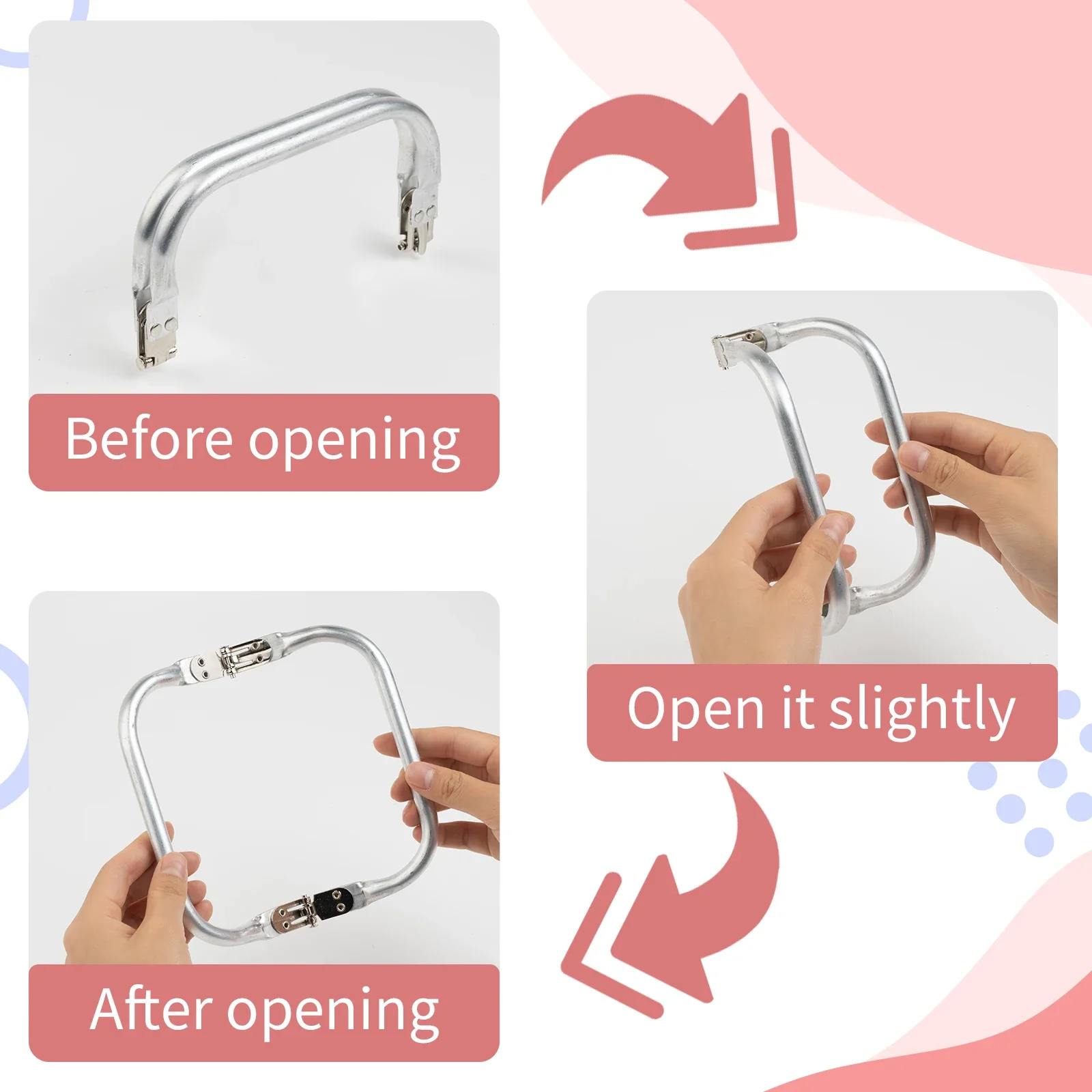Metal Aluminum Tube Frame Bags Handle Accessories Clutch Bag Wallet Pouch Handbag Bag Parts Accessories 16/20/22/25/30cm