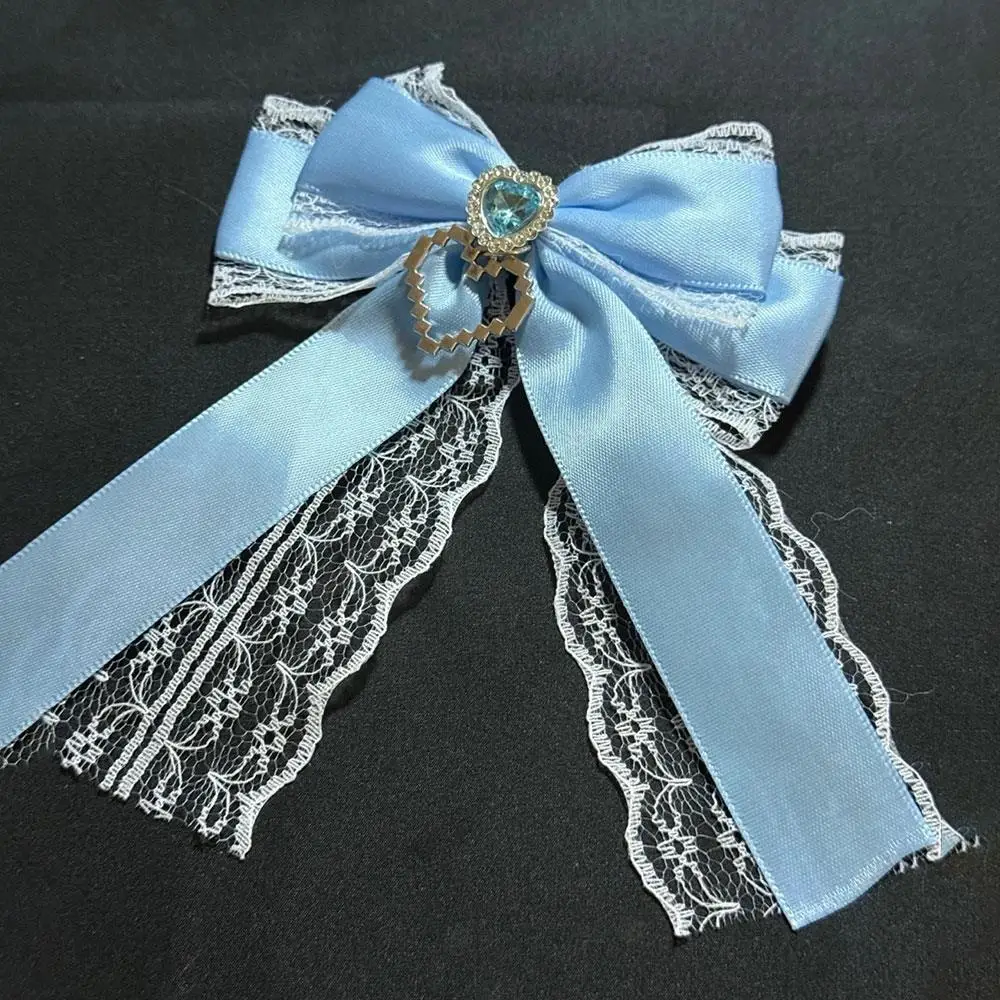 Sweet Ribbon Bow Heart Diamond Clip Ribbon Lace Bowknot Clip For Ita Bag Girls Lolita Backpack Decoration Bags Accessories