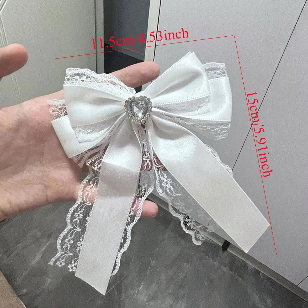 Sweet Ribbon Bow Heart Diamond Clip Ribbon Lace Bowknot Clip For Ita Bag Girls Lolita Backpack Decoration Bags Accessories