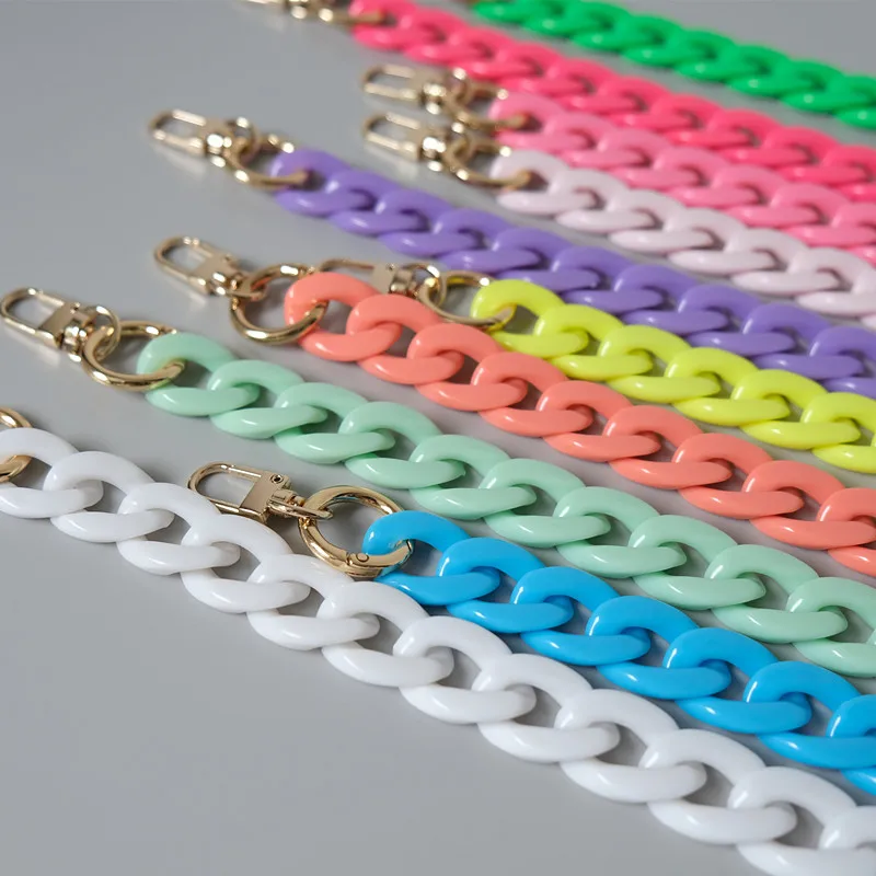 Fashion Woman Bag Accessory Parts White Red Purple Green Candy Acrylic Resin Chain Lovely Strap Women Shoulder Cute Clutch Chain