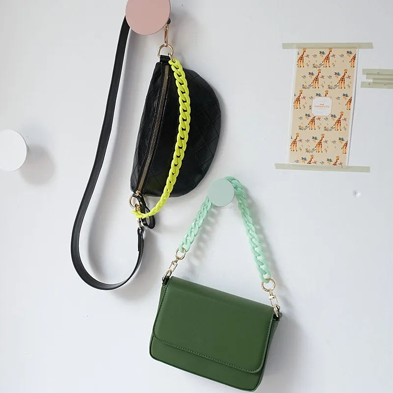 Fashion Woman Bag Accessory Parts White Red Purple Green Candy Acrylic Resin Chain Lovely Strap Women Shoulder Cute Clutch Chain