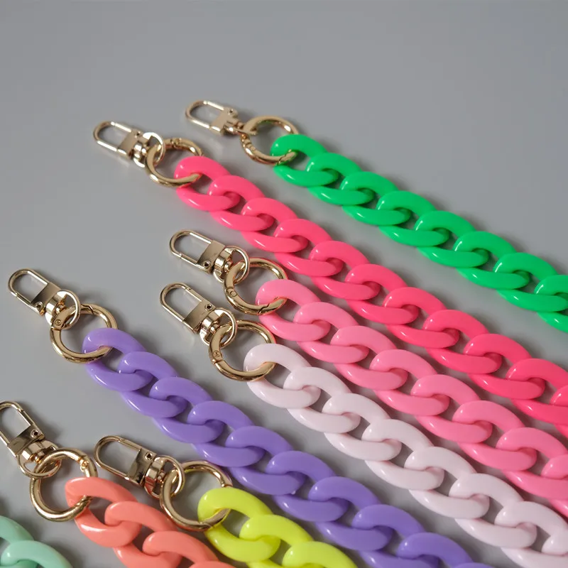 Fashion Woman Bag Accessory Parts White Red Purple Green Candy Acrylic Resin Chain Lovely Strap Women Shoulder Cute Clutch Chain