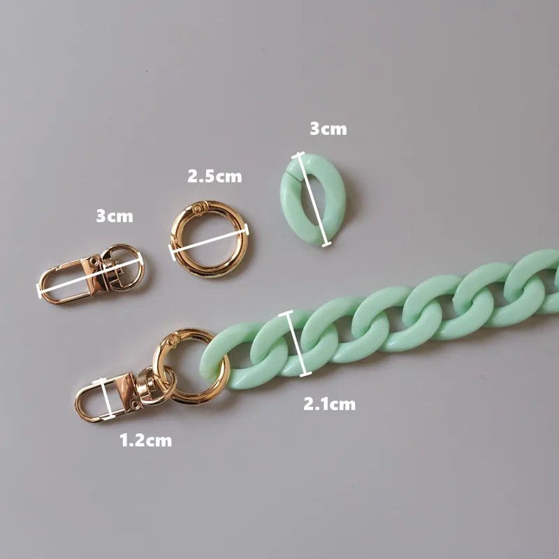 Fashion Woman Bag Accessory Parts White Red Purple Green Candy Acrylic Resin Chain Lovely Strap Women Shoulder Cute Clutch Chain