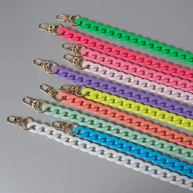Fashion Woman Bag Accessory Parts White Red Purple Green Candy Acrylic Resin Chain Lovely Strap Women Shoulder Cute Clutch Chain