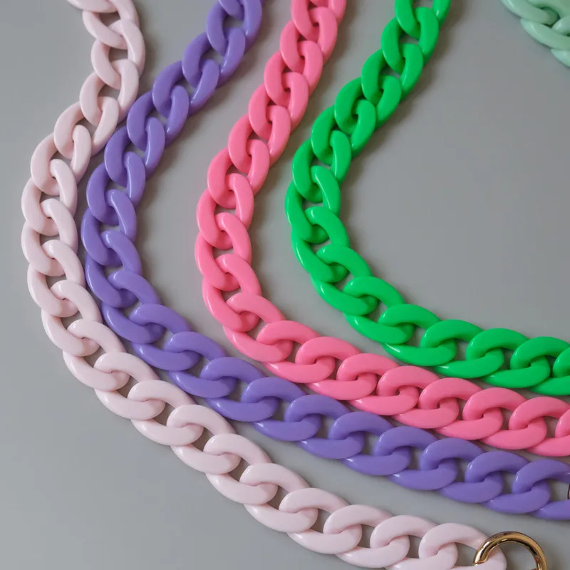 Fashion Woman Bag Accessory Parts White Red Purple Green Candy Acrylic Resin Chain Lovely Strap Women Shoulder Cute Clutch Chain