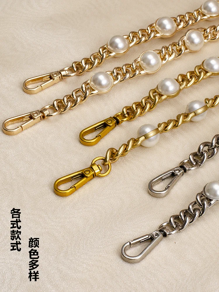 Bag Strap Pearl Chain Metal Gold Shoulder Chain DIY Bag Chain Fashion Replacement Strap For Bags Accessories 25 50 60 110 120CM