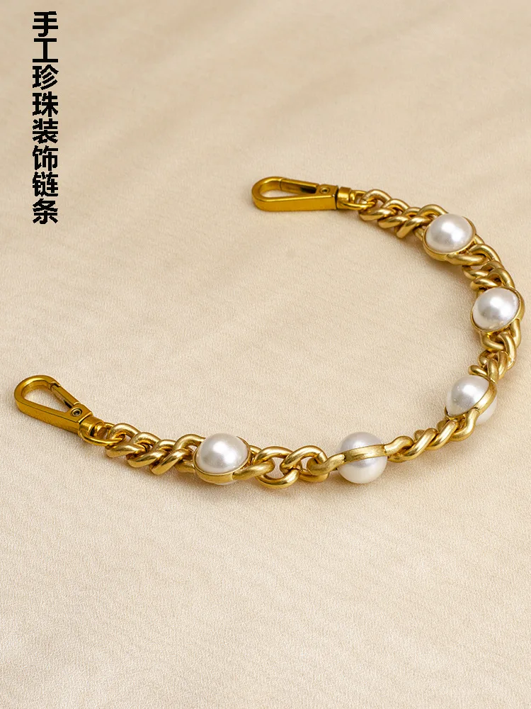 Bag Strap Pearl Chain Metal Gold Shoulder Chain DIY Bag Chain Fashion Replacement Strap For Bags Accessories 25 50 60 110 120CM