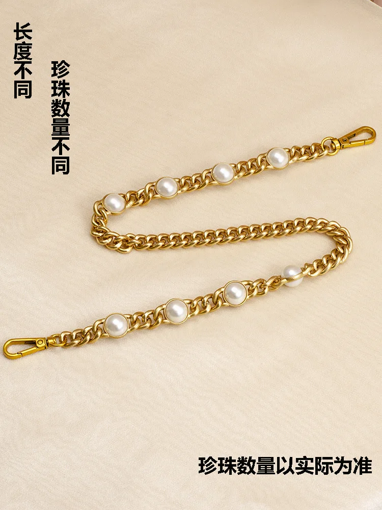 Bag Strap Pearl Chain Metal Gold Shoulder Chain DIY Bag Chain Fashion Replacement Strap For Bags Accessories 25 50 60 110 120CM