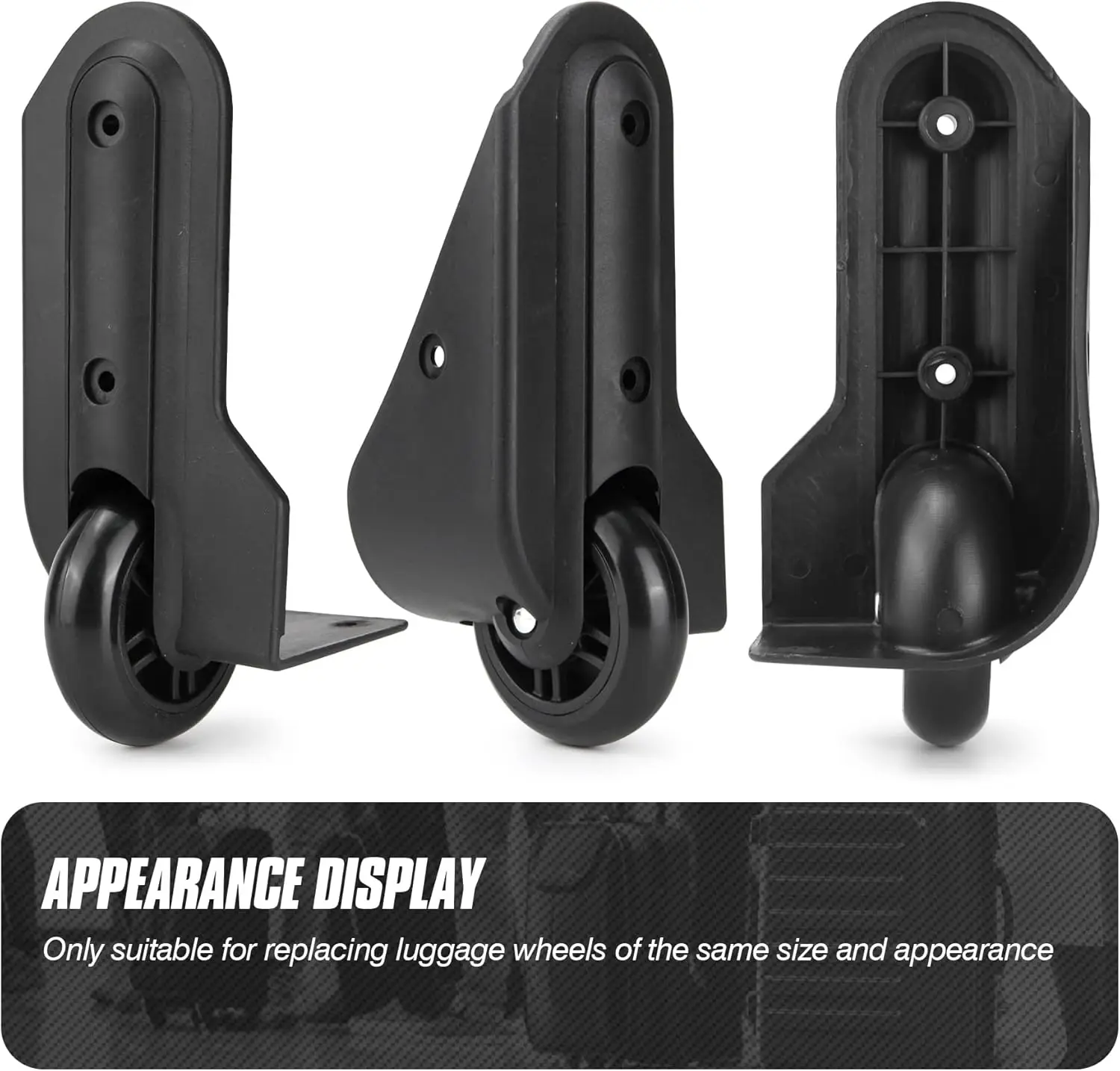 GUGULUZA 1Pair Luggage Replacement Wheel Travel Suitcase Repair Wheels Black Trolley Luggage Caster Directional Wheels ST047