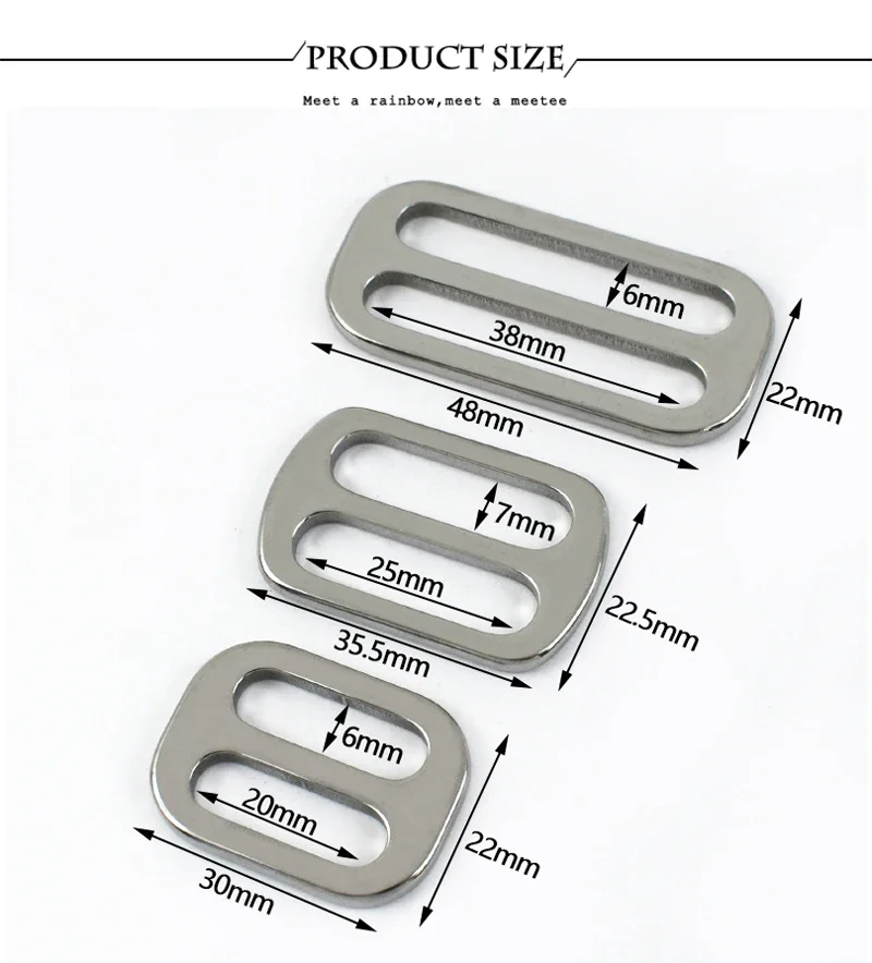 5/10/20Pcs 20/25/38mm Stainless Steel Buckle Bag Strap Tri-Glide Slider Pet Collar Webbing Adjust Clasp DIY Hardware Accessories