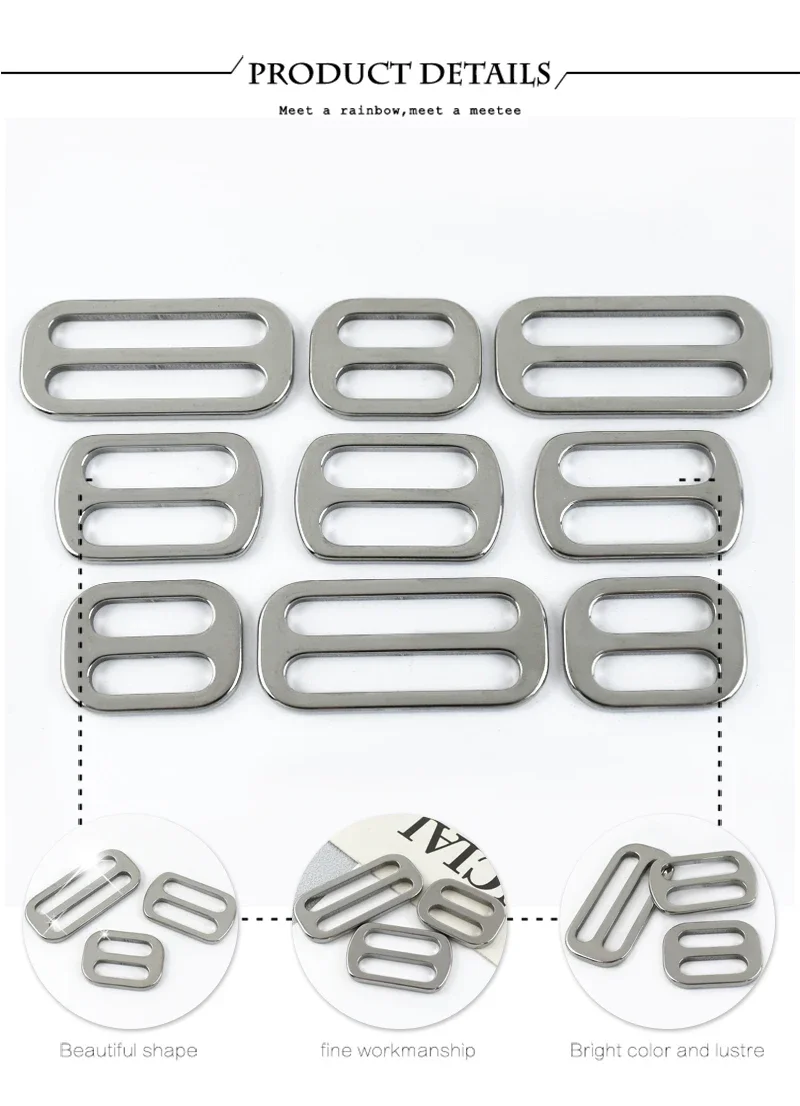 5/10/20Pcs 20/25/38mm Stainless Steel Buckle Bag Strap Tri-Glide Slider Pet Collar Webbing Adjust Clasp DIY Hardware Accessories
