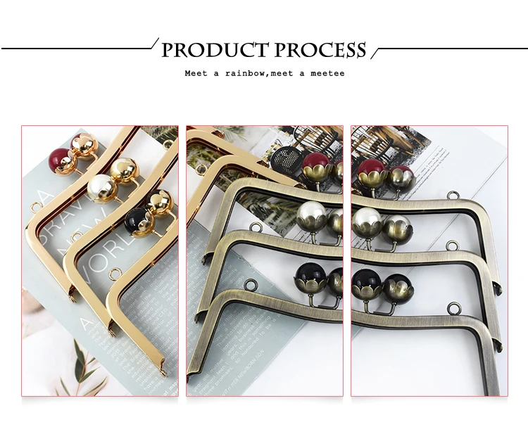 1/2/5Pcs 16/20cm Metal Bag Handle Purse Frame Pearl Head Kiss Clasp HandBag Wallet Sewing Brackets DIY Bags Hardware Accessories