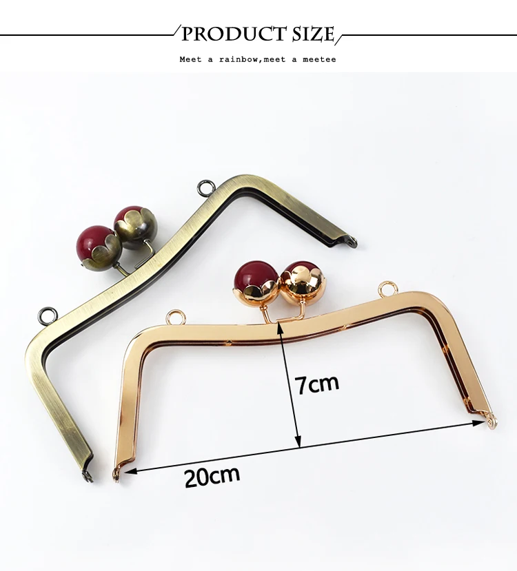 1/2/5Pcs 16/20cm Metal Bag Handle Purse Frame Pearl Head Kiss Clasp HandBag Wallet Sewing Brackets DIY Bags Hardware Accessories