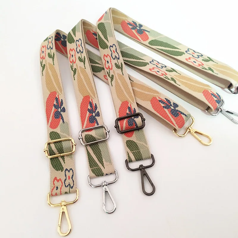 Canvas Flower Belt Bag Straps for Women Shoulder Messenger Bags Adjustable Strap Parts for Accesseries Rainbow Handbag Bag Belt