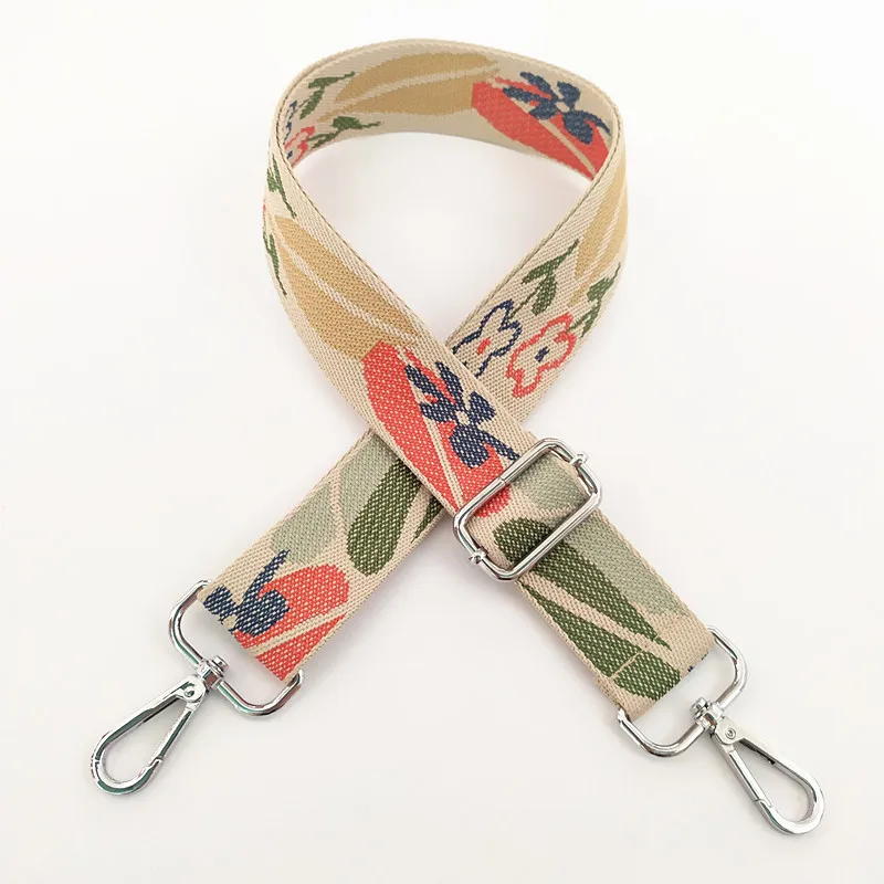 Canvas Flower Belt Bag Straps for Women Shoulder Messenger Bags Adjustable Strap Parts for Accesseries Rainbow Handbag Bag Belt