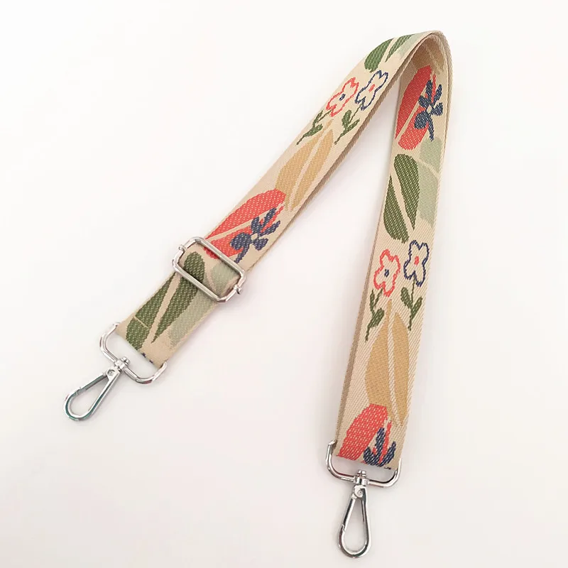 Canvas Flower Belt Bag Straps for Women Shoulder Messenger Bags Adjustable Strap Parts for Accesseries Rainbow Handbag Bag Belt