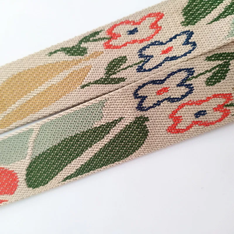 Canvas Flower Belt Bag Straps for Women Shoulder Messenger Bags Adjustable Strap Parts for Accesseries Rainbow Handbag Bag Belt