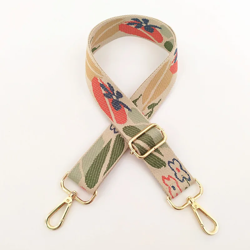 Canvas Flower Belt Bag Straps for Women Shoulder Messenger Bags Adjustable Strap Parts for Accesseries Rainbow Handbag Bag Belt