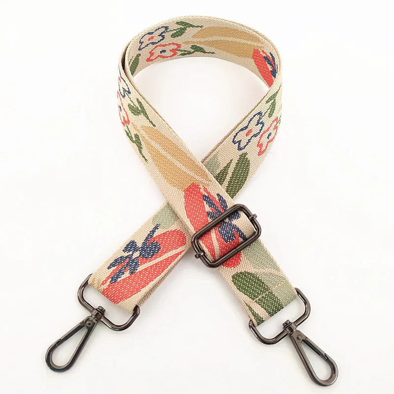 Canvas Flower Belt Bag Straps for Women Shoulder Messenger Bags Adjustable Strap Parts for Accesseries Rainbow Handbag Bag Belt