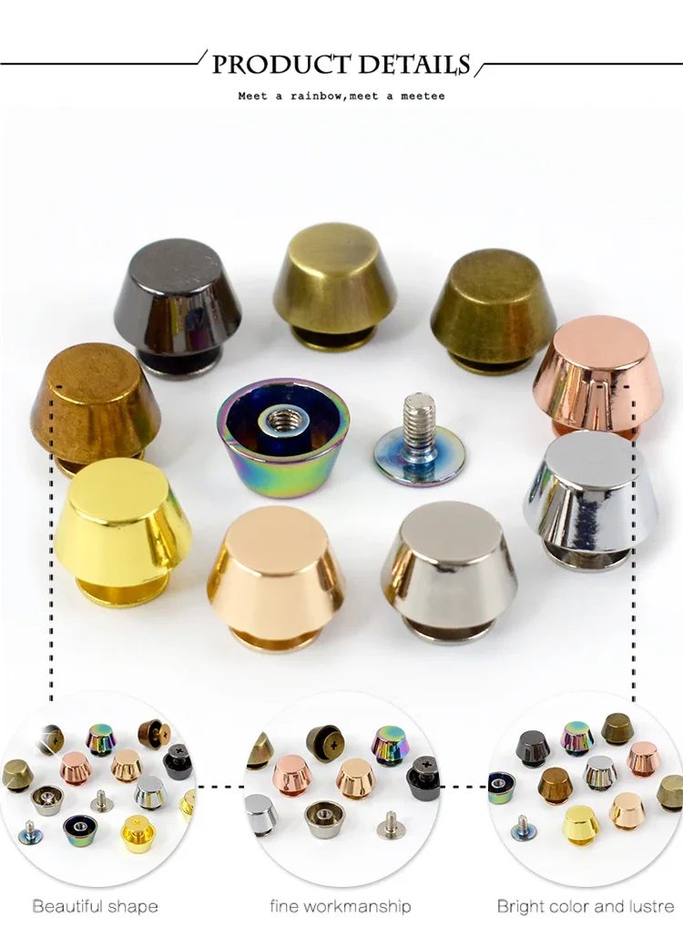 10/20/30Pcs Metal Nail Buckle Handbag Mushroom Rivet Button Purse Screw Stud Buckles Protecting Feet Leather Crafts Accessories