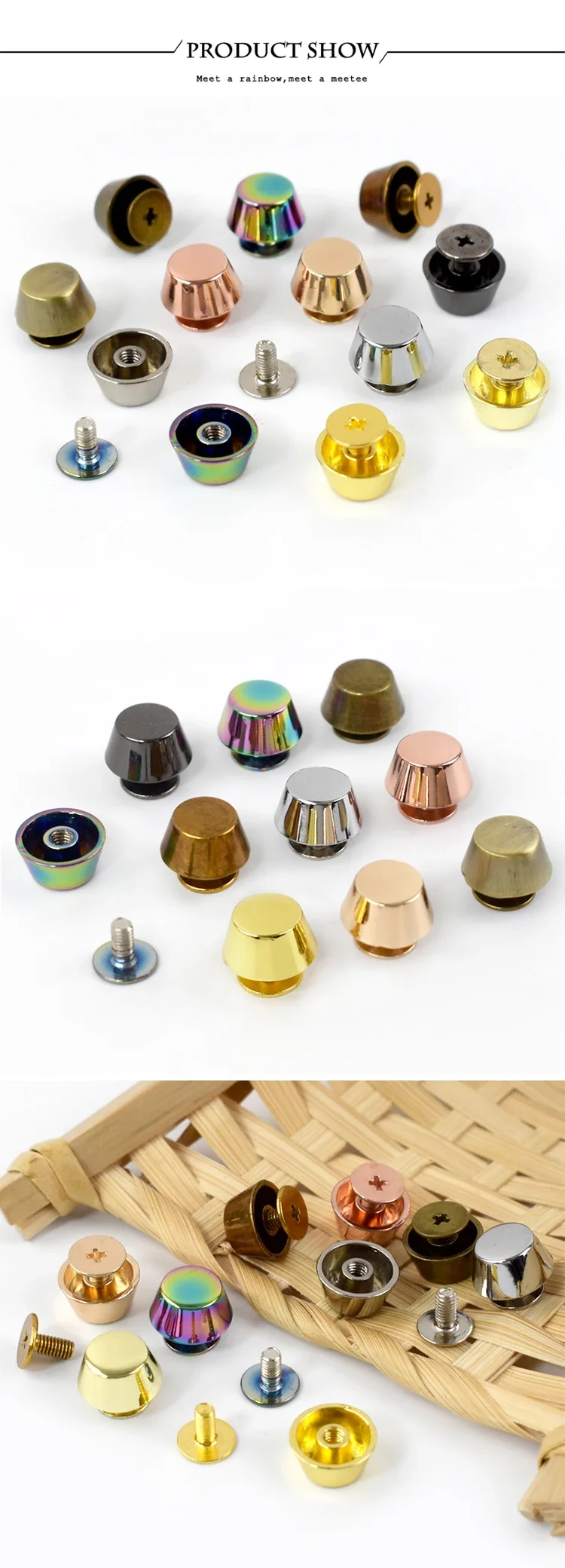 10/20/30Pcs Metal Nail Buckle Handbag Mushroom Rivet Button Purse Screw Stud Buckles Protecting Feet Leather Crafts Accessories